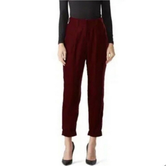 PatBO Slim velvet trouser burgundy 2 - Picture 4 of 12